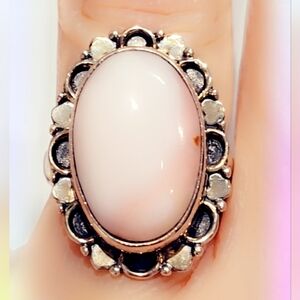 Pink Opal Sterling Silver 925 Gemstone Ring